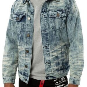 Reason Bleached Denim Jean Jacket Mens Size Small Grunge Y2K Streetwear Bleached